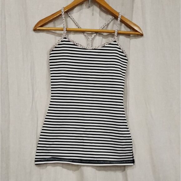 Lululemon Y Tank Top with Black and Ehite Stripes Dot Size 4 - Picture 1 of 13